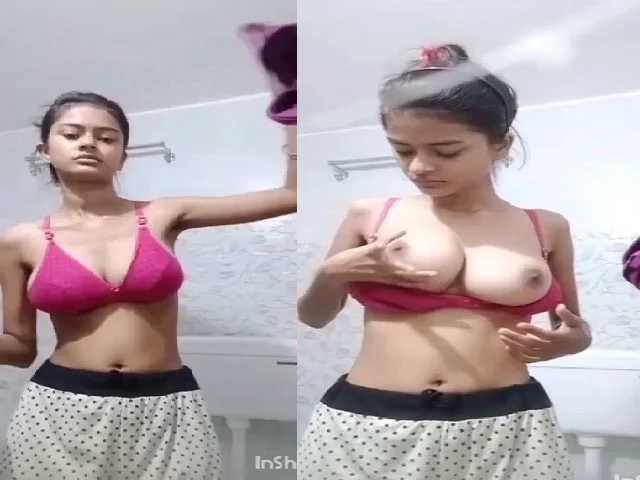 Big Boobs Girl Opening Pink Bra