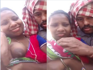 Village Girl Boobs Pressing and Kissing